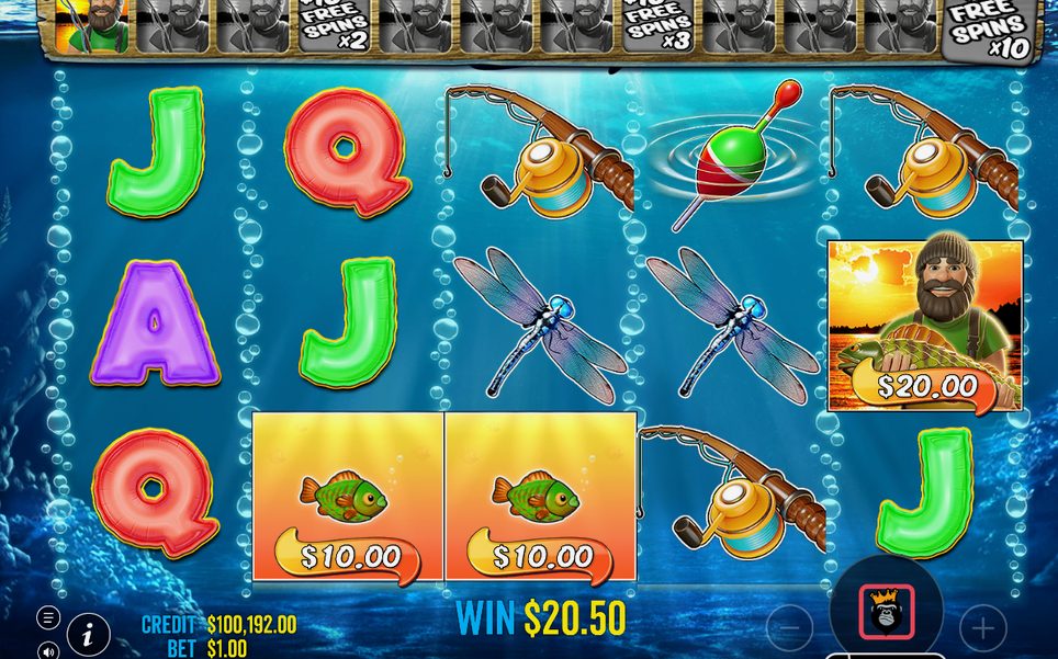 Free Spins round with Fisherman Wild on every reel