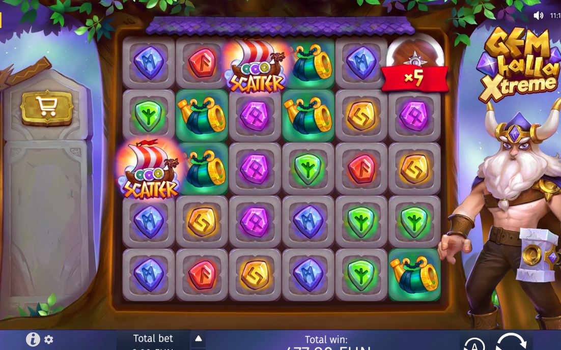 Win screen after a Scatter Pays win