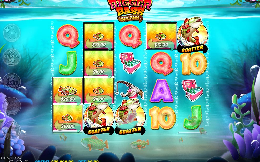 Free Spins round with WILD fisherman collecting MONEY values
